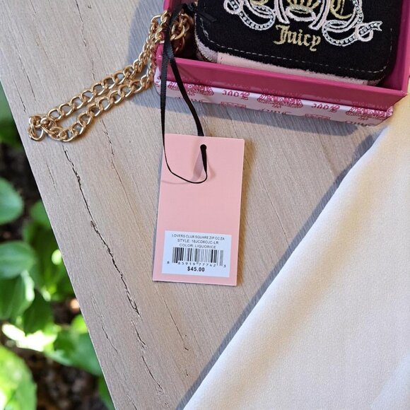 Juicy Couture Lovers Club Square Zip Wallet Black & Pink NWT - Picture 5 of 10